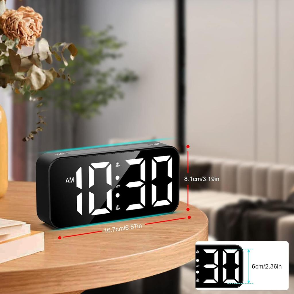 Digital Alarm Clock RGB Dimmable Desk Clock Dual Alarm Bedside Clock with Night Light,Snooze
