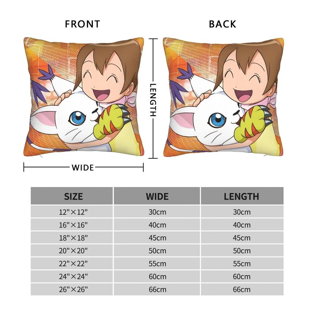 Tailmon Digimons Cartoon Square Pillow Covers Polyester Bed Car Cushion Case Creative Decor Throw Pillow Case 45*45