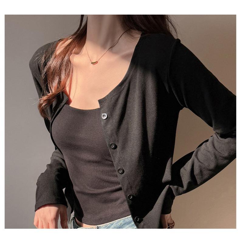 

Carefully Selected Korean Women s Spring and Autumn Short Coats Loose and Versatile Thin High-end Small Cardigans S чёрный