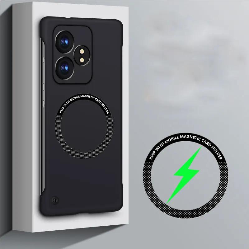 For Magsafe Magnetic Cover for POCO F6 Pro Slim Frameless Hard PC Back Cover Wireless Charging Case for POCO X6 Pro