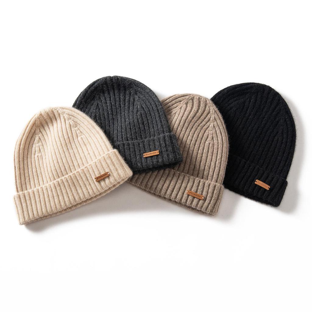 Unisex Thickened Ribbed Knit Cashmere Beanie - Autumn/Winter Style