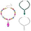 Schmuck Halsketten-Set Farbige Ohrringe Halsketten-Set Brautkleid Accessoires Funkelnder Schmuck