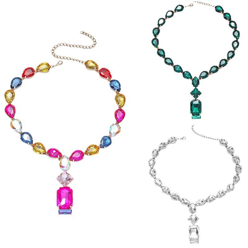 Schmuck Halsketten-Set Farbige Ohrringe Halsketten-Set Brautkleid Accessoires Funkelnder Schmuck