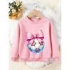 Unisex Kids Crewneck Sweatshirt, Pink Heart Bow Leopard Soccer Ball Print Pullover, Boys Girls Sports Casual Sweatshirt For Kids Over 4 Years Old