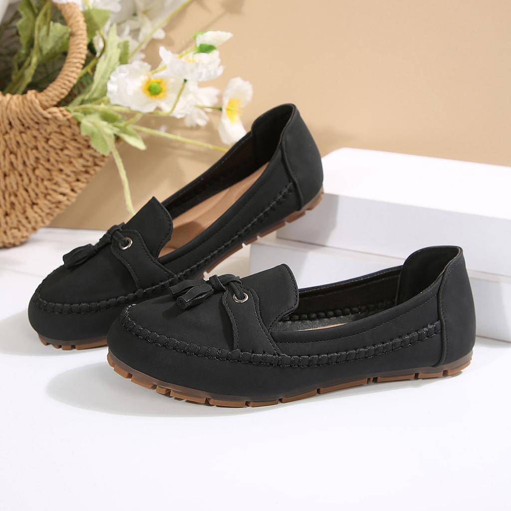 Quasten Doudou Schuhe Damen neue einpedalige lässige Lederschuhe Quasten weichbesohlte Schuhe Damen