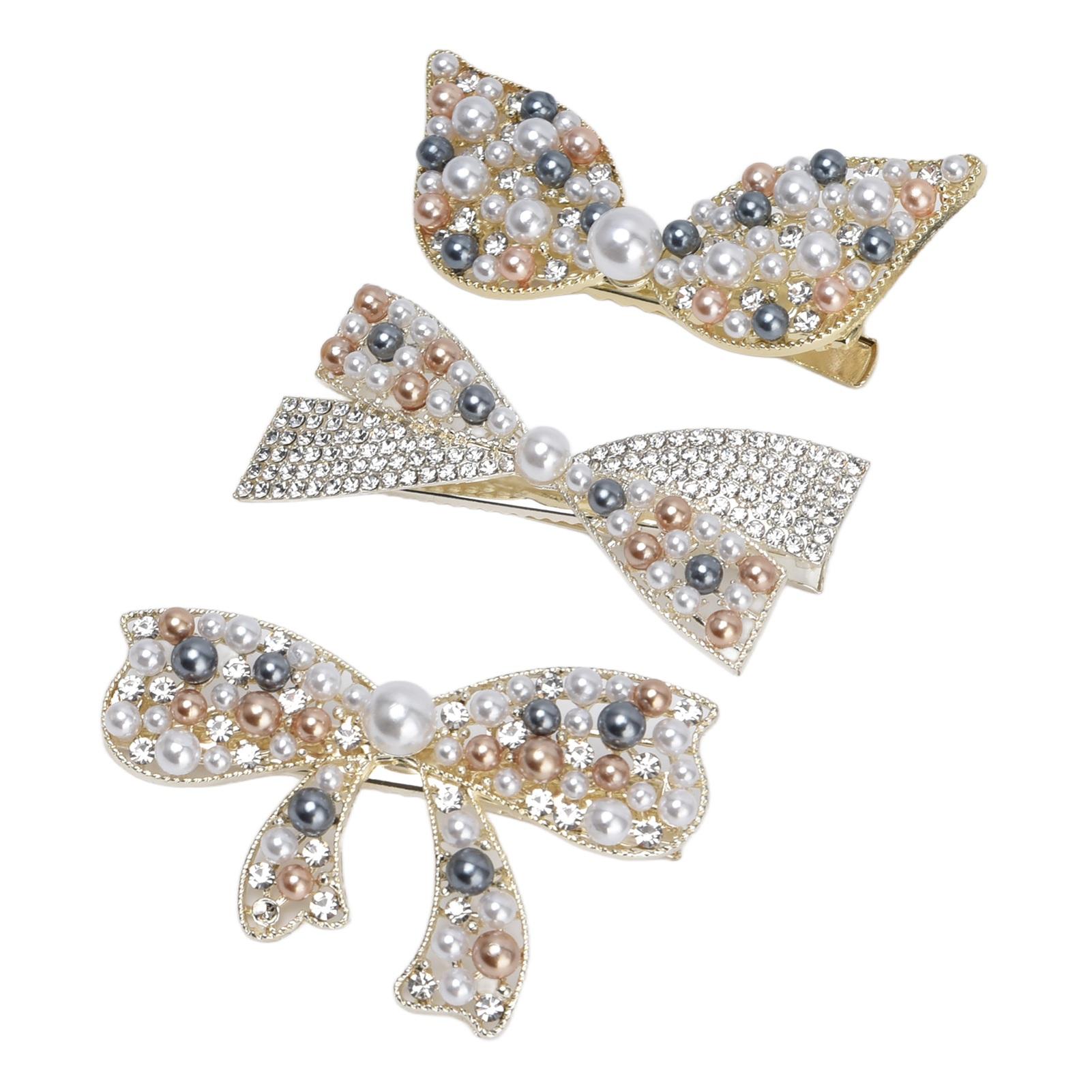 

3Pcs Hair Pin Zinc Alloy Rhinestone Unique Design Durable Fadeless Elegant Style Hair Barrettes for Girls Women Mother