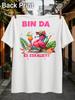 Lounging Flamingo Holding A Tropical Drink With Bin Da Es Eskaliert Lettering And Bright Vacation Unisex All TShirt
