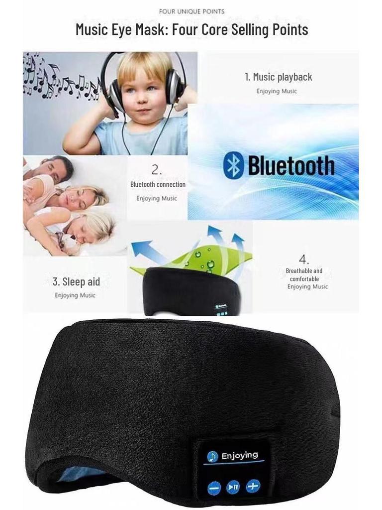 Wireless Bluetooth Eye Mask with Built-in Soundproof Headphones for Sleeping