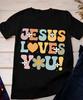 Jesus Loves You T Shirt Retro Christian Merch Faith Based Shir Clothes Streetwear