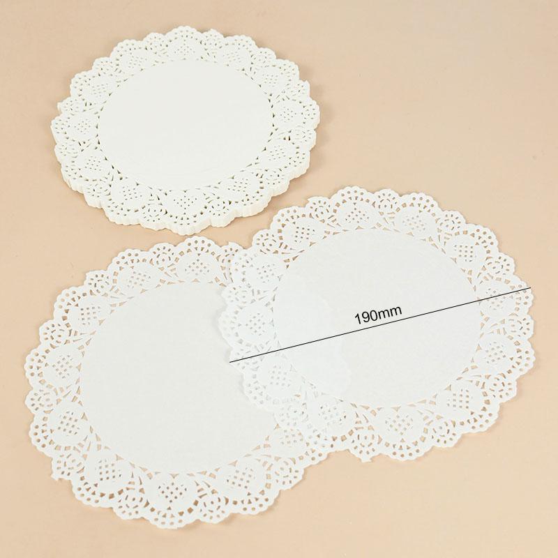 100pcs White Round Lace Paper Doilies Coaster Placemat Cake Mat DIY Gift Packaging Craft Wedding Birthday Party Table Decoration