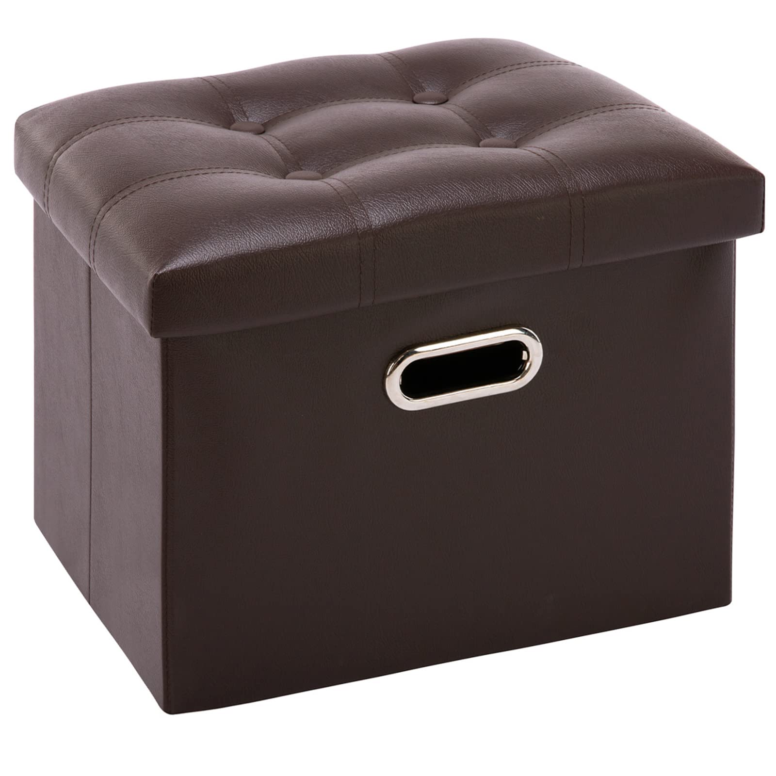 

YOUDENOVA Folding Storage Stool with Ottoman Storage Step Suitable for Living and PU Up to 100kg Weight Capacity Handle, Chair, Footrest, Stool,