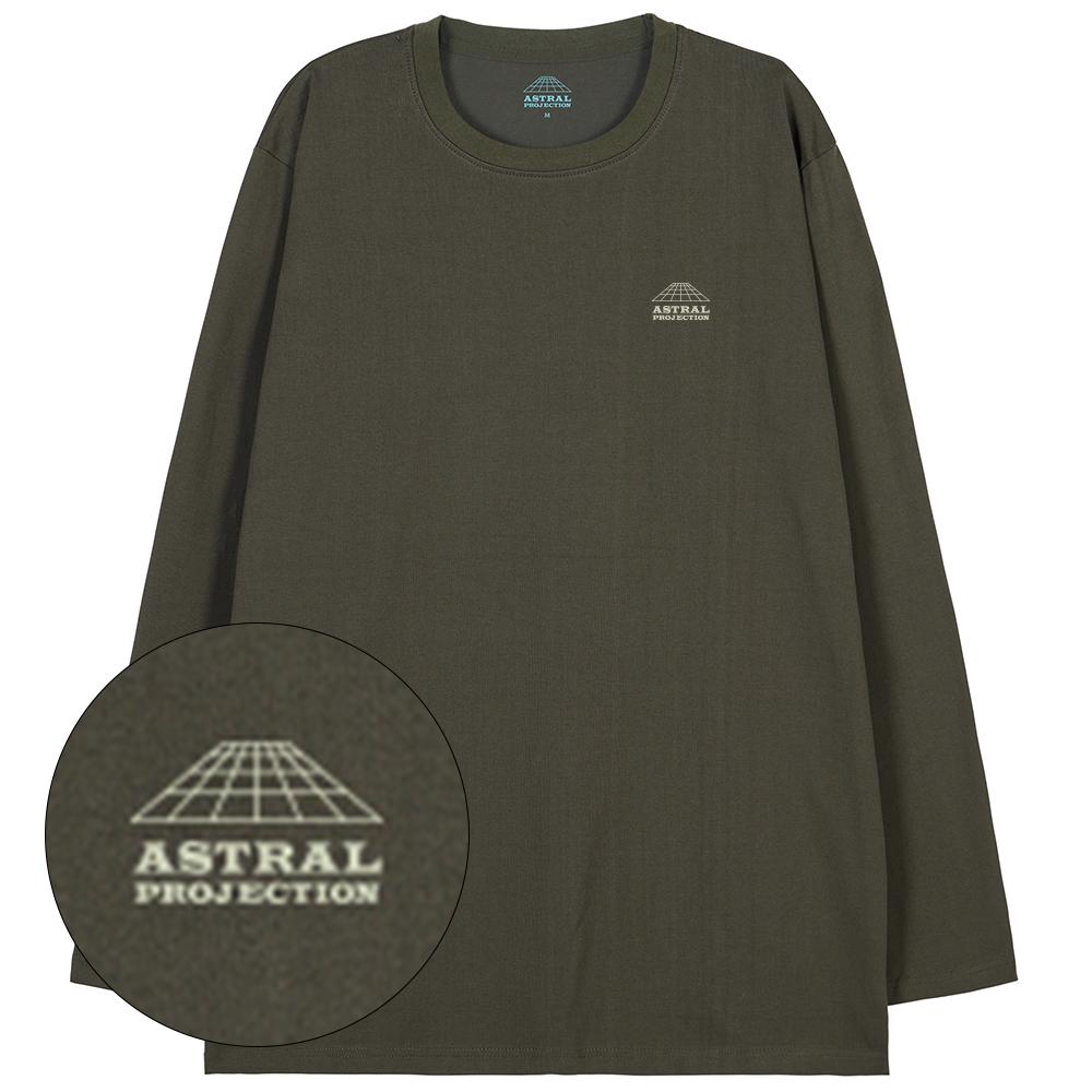 ASTRAL PROJECTION Signature Logo Oversized Long Sleeve T-Shirt_Khaki