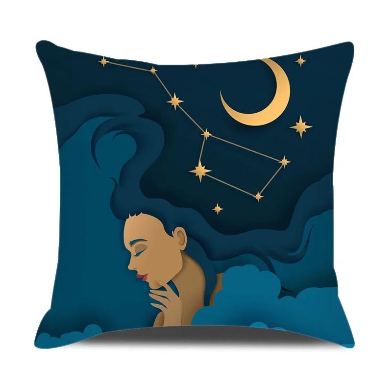Beautiful Night Sky Printed Throw Pillow Cover With Short Plush Print Living Room Sofa Decoration Cushion Cover Pillow Covers