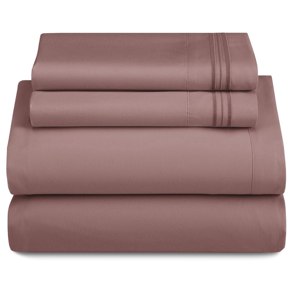 4-piece set of solid-colored bed sheets - 1801 series fashionable and comfortable bedding set