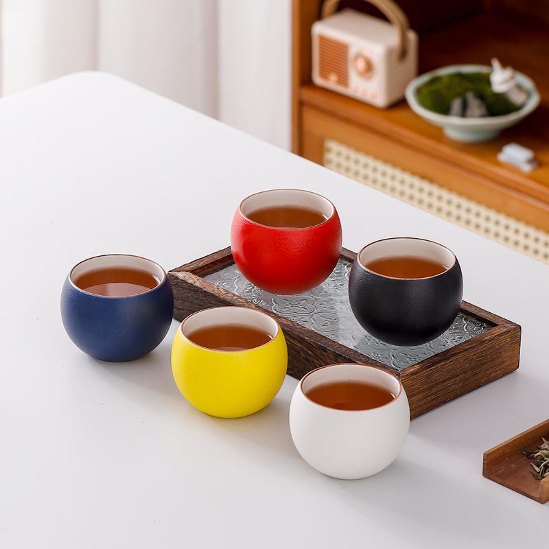 Black pottery five-color dragon egg cup Kung Fu tea set Master cup for drinking tea Personal cup Special tea tasting cup Creative gift giving