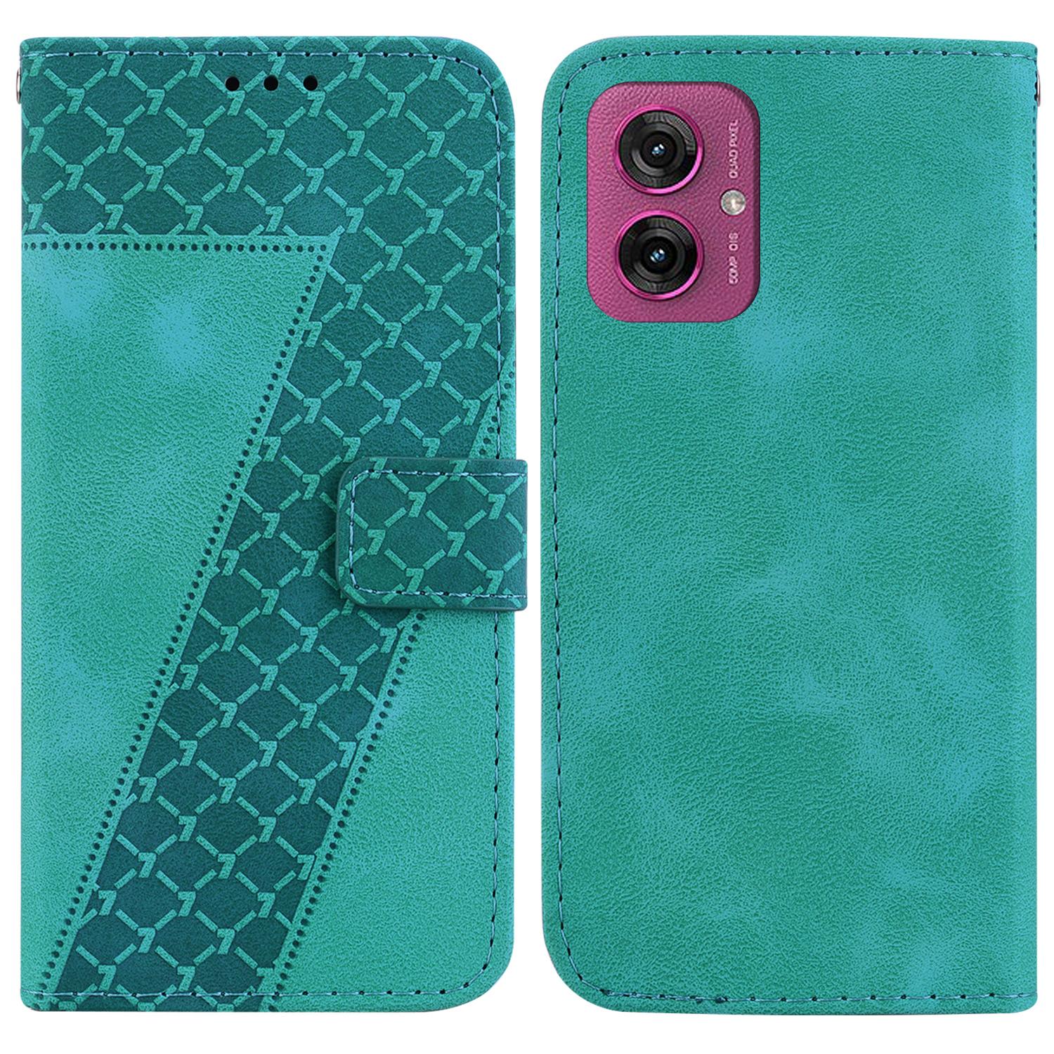 

For Motorola Moto G55 5G Stand Case 7-Shaped Pattern Imprint Leather Phone Cover F