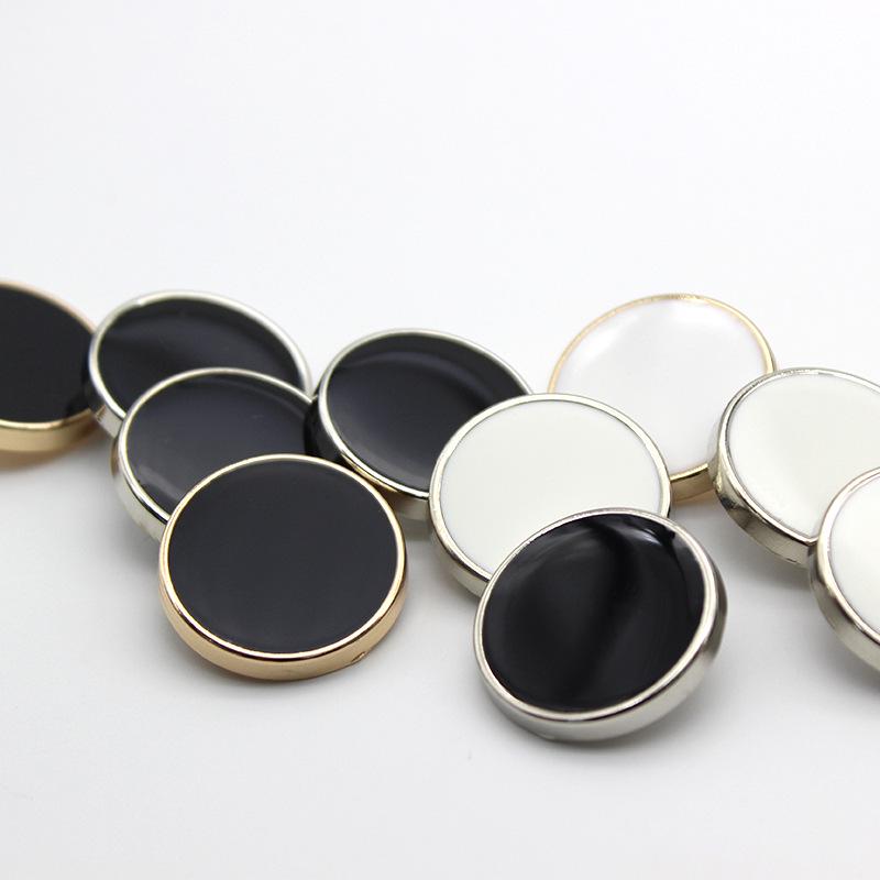 "Esstudió Gold & Silver Edged Black/White Metal Buttons for Wool Coats & Formal Suits"
