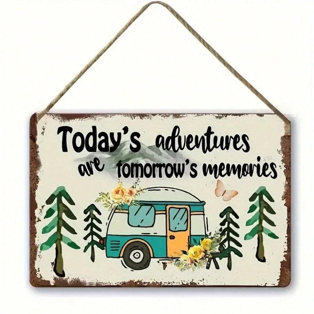 

Metal Wall Art Rustic Farmhouse Decor Camping Adventure Sign Country Home Gift бордовий