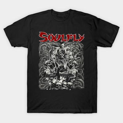 Men Black Print T-shirt Best Seller Of Soulfly Vol. 09 No-Cut Transfer Paper Print Cotton Tshirt