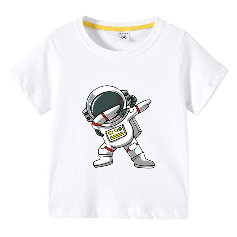 Children's clothing fashion astronaut pattern short sleeved T-shirt, children's boys round neck top T-shirt, children's summer clothes