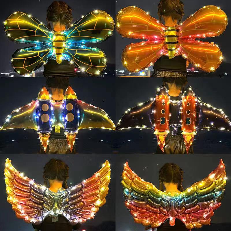 Alas de Mariposa Inflables Brillantes Decoración de Espalda para Fiestas Infantiles y Mercados Nocturnos