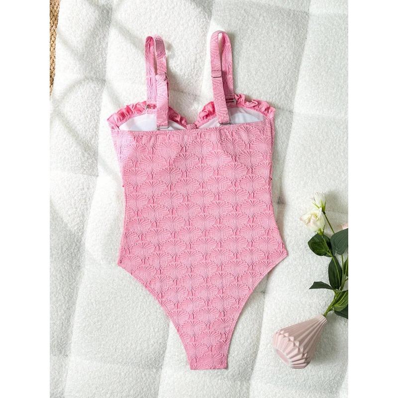 S - XL Floral Print Strapless Ruffled Frill Female Swimwear One Piece Swimsuit Women Monokini Bow Knotted Bathing Suit Swim Lady