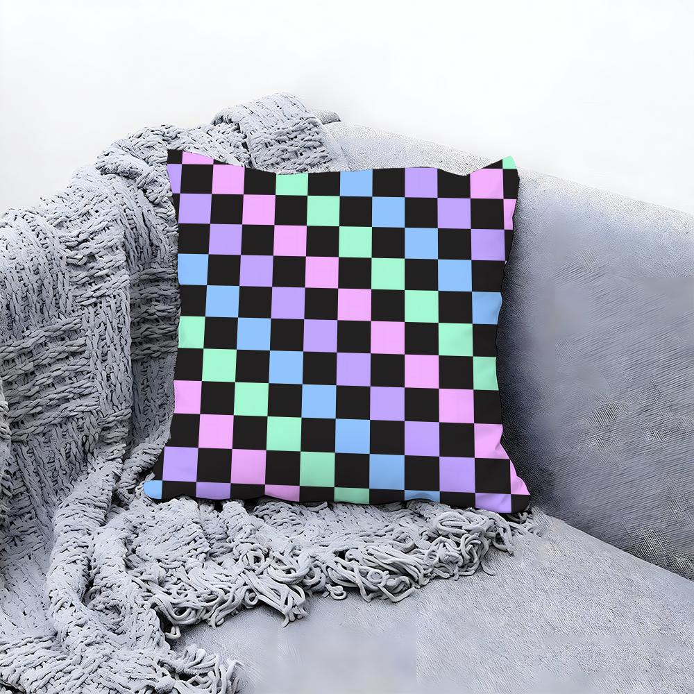 Retro Checkerboard Pattern Print Cushion Cover Premium Comfort Reversible Pillow Cove In One Design for Any Room Car Interior
