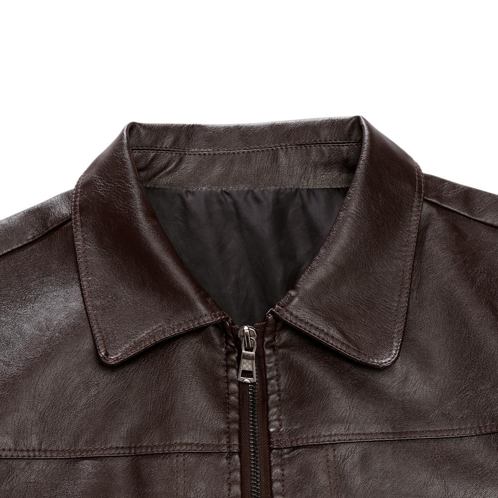 New autumn and winter slim fit handsome men's lapel jacket business casual leather jacket men