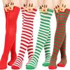 Damen Weihnachten Overknee Lange Socken Niedlich 3D Plüsch Hirsch Elch Gestreifter Druck Oberschenkelhohe Strümpfe Feiertagsparty Strumpfwaren