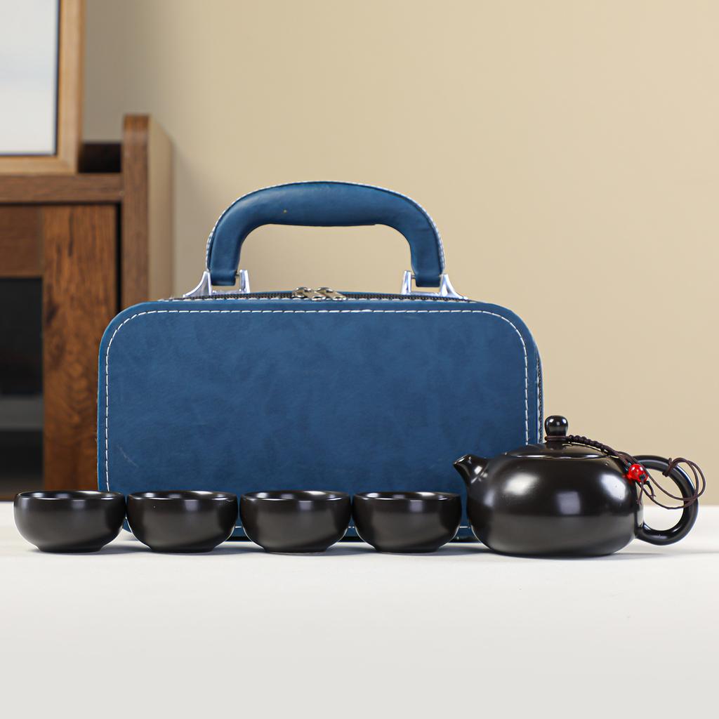 Kung Fu Travel Tea Set Ceramic Complete Outdoor Portable Tea Set Gifts One Pot, Two Cups, Four Cups