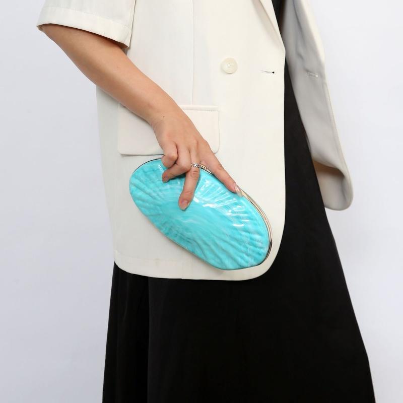 Nuove Buste da Donna in Acrilico con Motivo Marmo Fashion Scatola a Uovo d'Oca per Sposa Borsa da Matrimonio Borse Rigide a Spalla Tracolla