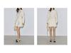 2026 Spring French Drape Puff Sleeve Belted Fluffy Skirt Dress for Women