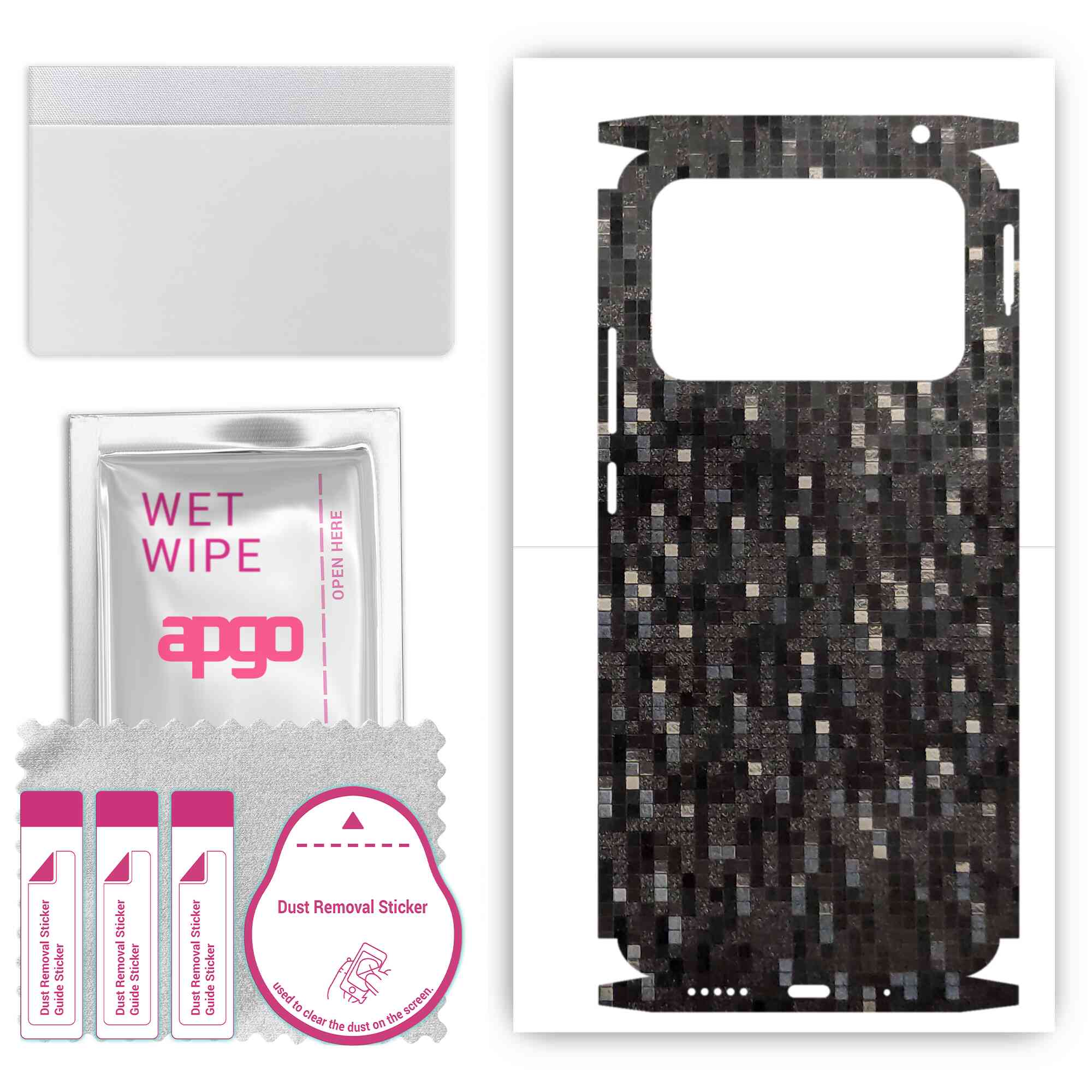 

apgo Protective Skin Sticker for the back+sides compatible with Xiaomi Poco C40, Full Wrap Film, Foil, Vinyl - Pattern Carbon Black Pixel