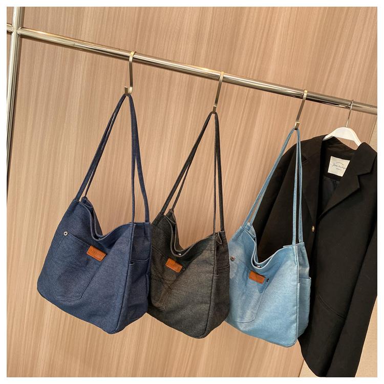 Yeni Kadın Hafif Denim Su Geçirmez Tote Çanta Seyahat Çanta Büyük Rahat Omuz Çantaları