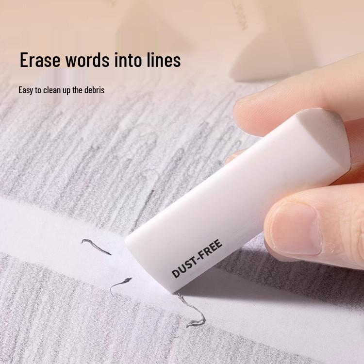 Low-Dust Triangle Eraser for Students - Clump-Free, Clean Erase HB 2B Pencil Eraser