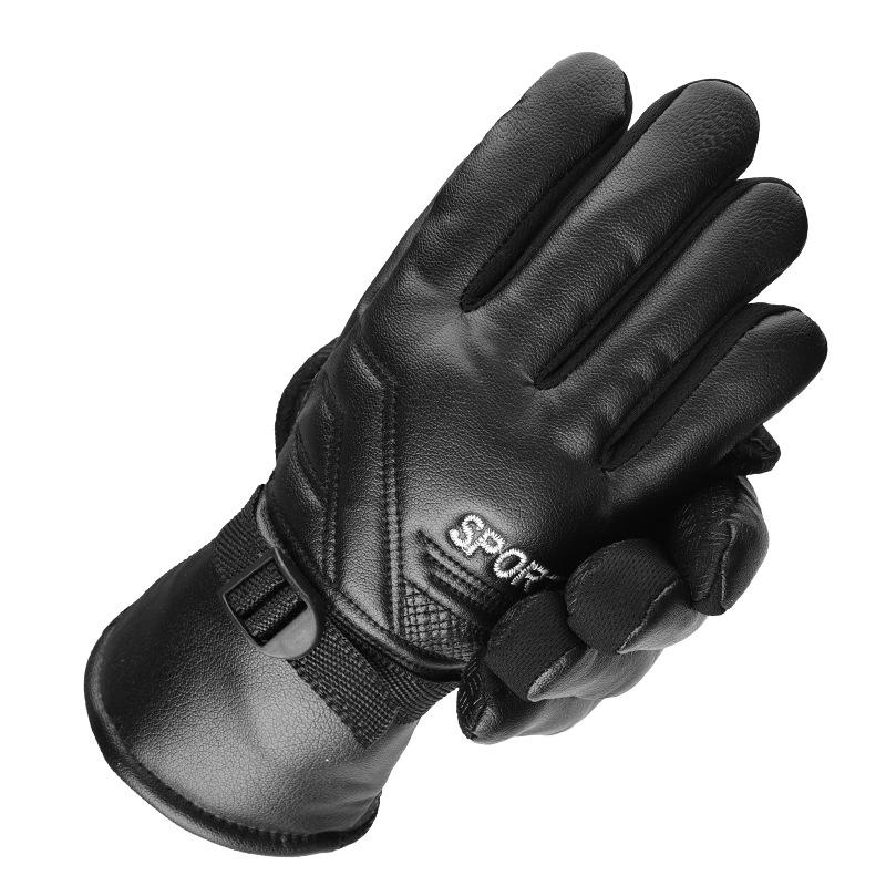 Winter thermal gloves men's thickened velvet non-slip, windproof, waterproof and cold-resistant outdoor cycling motorcycle ski leather gloves