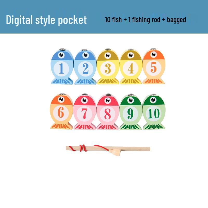 Cross-Border English Version Wooden Fishing Toy for Children's Early Education & Brain Development