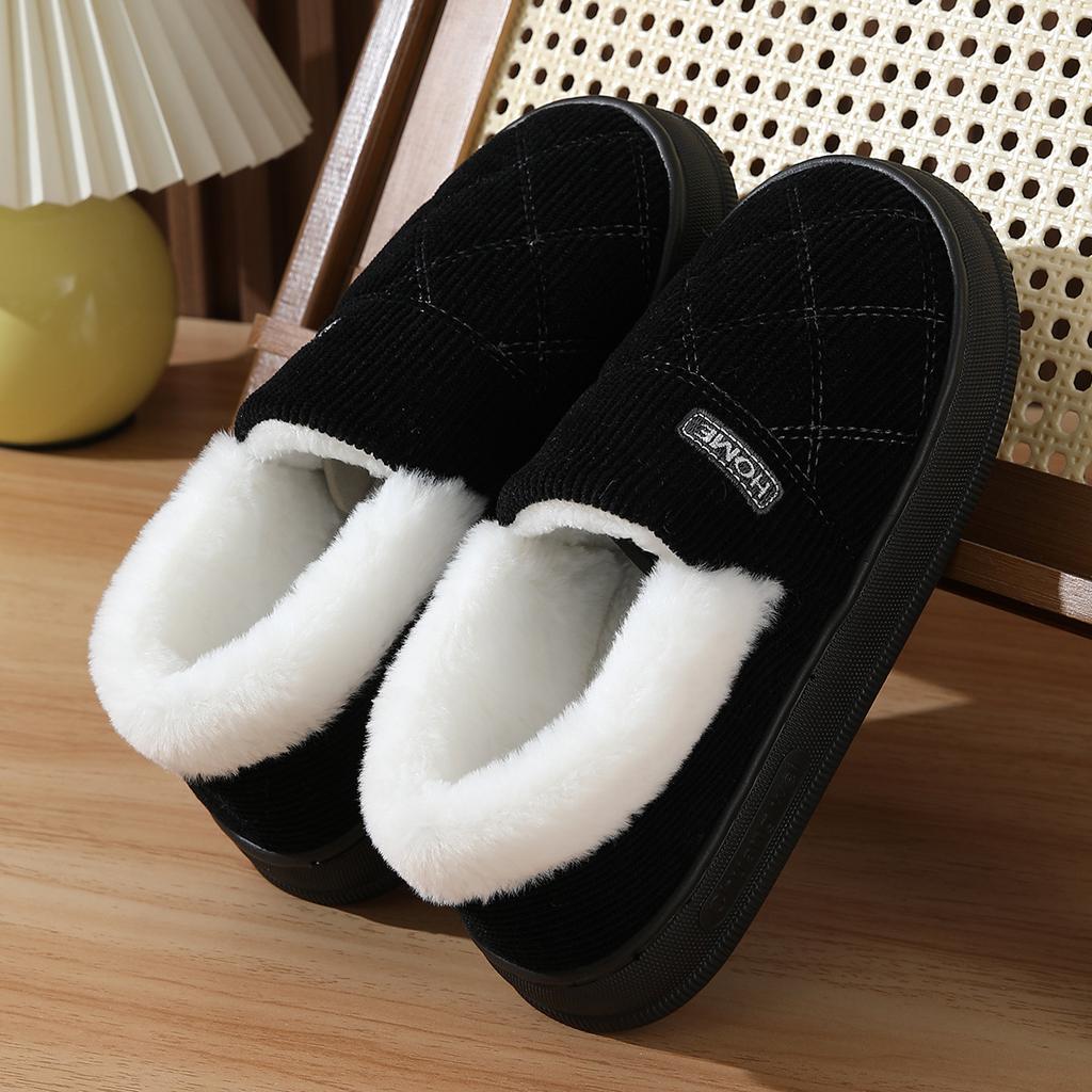 Nové manšestrové bavlněné pantofle pro ženy Domácí teplé boty Měkký plyš Protiskluzové Párové Vnitřní Teplé Protiskluzové Nazouváky Obuv