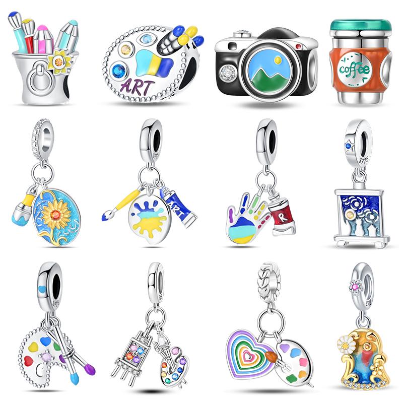 Painter'S Series Copper Artist Color Palette Oil Painting Charms Beads Fit 3Mm Original Bracelets Diy Jewelry Gift