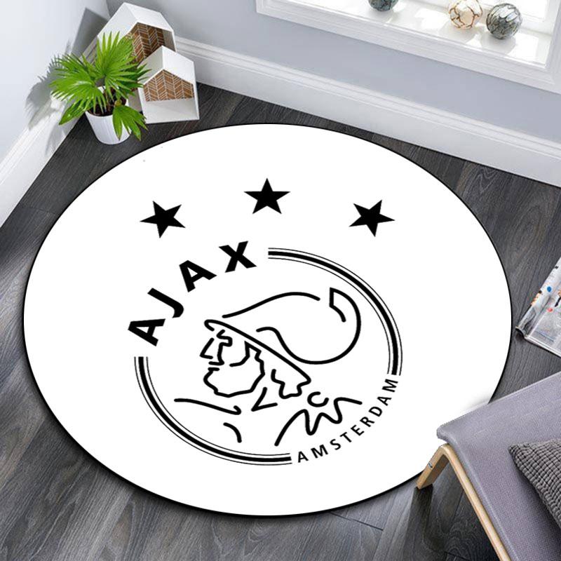 AFC Ajax Amsterdam Logo Runder Teppich, Rutschfester Waschbarer Kreis Teppich Für Wohnzimmer Schlafzimmer Spielzimmer, Sportfan Dekoration, Feiertags Geburtstagsgeschenk