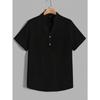 Camisa Texturizada Azul Claro para Hombre con Cuello Alto, Top Henley Casual de Manga Corta, Tejido Transpirable para Verano
