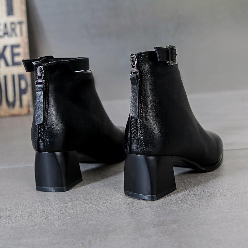 Winter Women's Plush Warm and Fashionable Back Zipper High-heeled Fashion Boots High Top Boots Leather Shoes Midsole Boots Women's Shoes