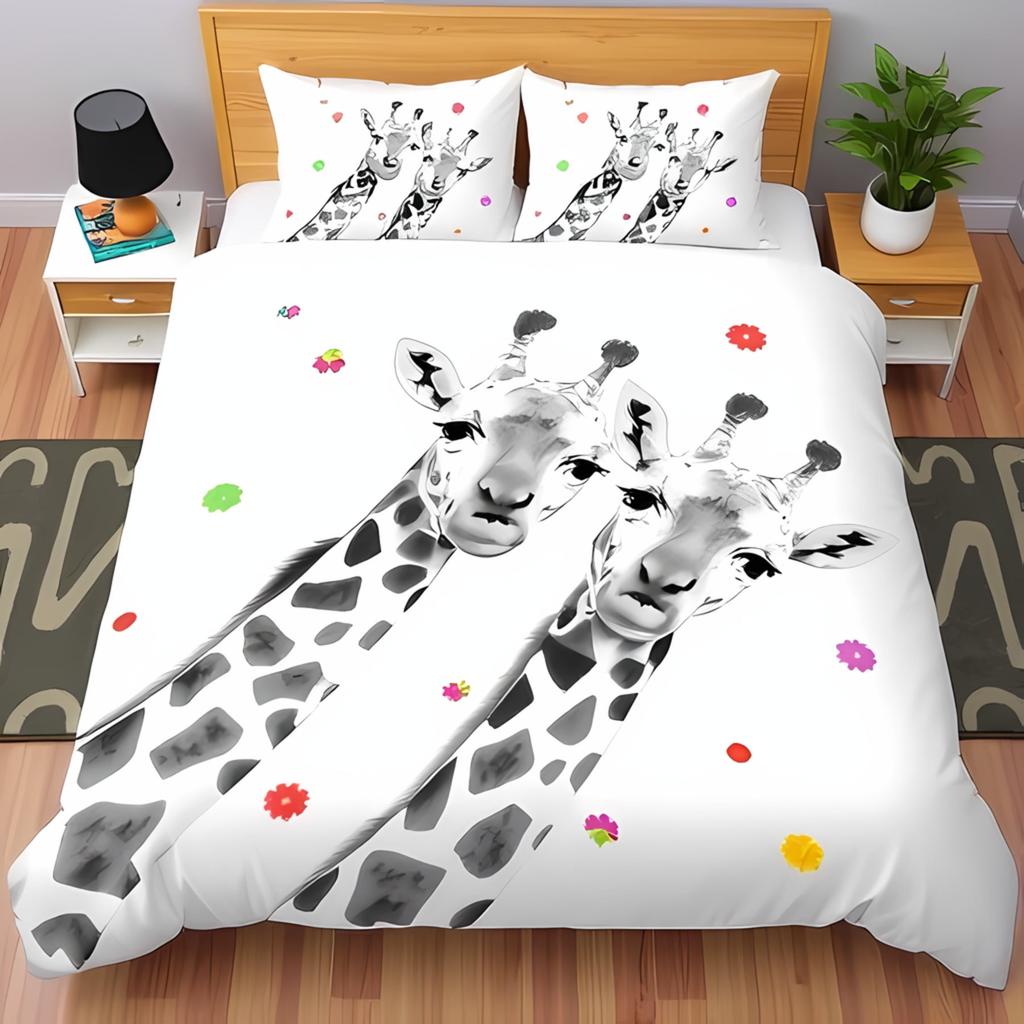 Comforter With Stylized Giraffe Design Warm Colors Toned Borders For Exotic Charm Suitable Children Kids And Adults Soft