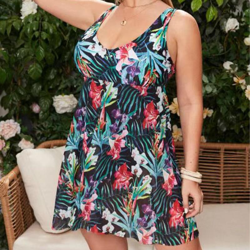 Badedrakt i plussstørrelse for kvinner Ny mote leopardtrykk Sexy One Piece Bikinier Badetøy i store størrelser Strandkjole