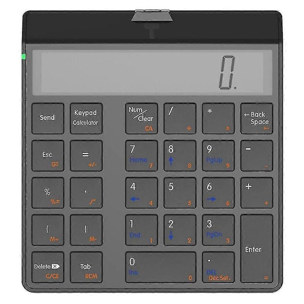 Numeric Keypad 4.0 Bluetooth Keyboard With Display Calculator Function 2 In 1 Number Pad And Calculator Black