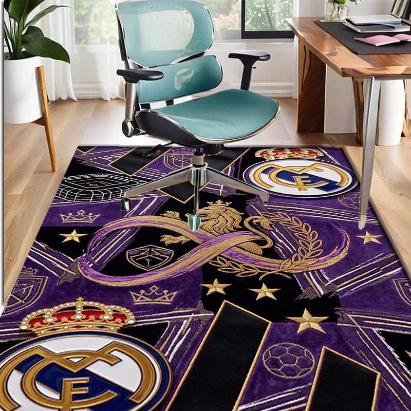 Real Madrid Football Pattern Rug, Indoor/Outdoor Mat, for Picnic, Gameroom, Bedroom, Office, Living Room, Home Decor Carpet, Birthday Gift