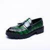 Autumn Winter New High Quality Green Patent Leather Glossy Finish Tassel Leather Casual Men's Fashionable Men's Loafer Shoes