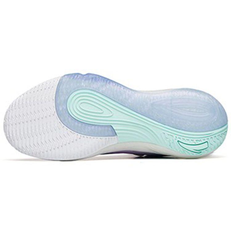 Anta Bubble Cushion Shock Absorption Non-Slip Durable Low-Top Basketball Shoes Men Sneaker Green Purple White 112211603Q-1