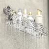 Shower Suction Cup Shelf Basket Light Glacier Pattern One Second Installation Bathroom Organizer Storage Rotating To Suck Remove