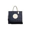 Dempsey Jacquard Fabric Pebbled Leather Handbag Large Women's Monogram Denim (Unisex) Handbags C2827 IMDEI